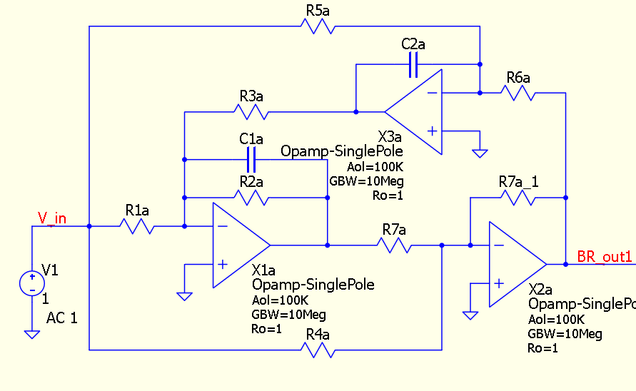 Biquad Band-Reject Elliptic Filter Circuit